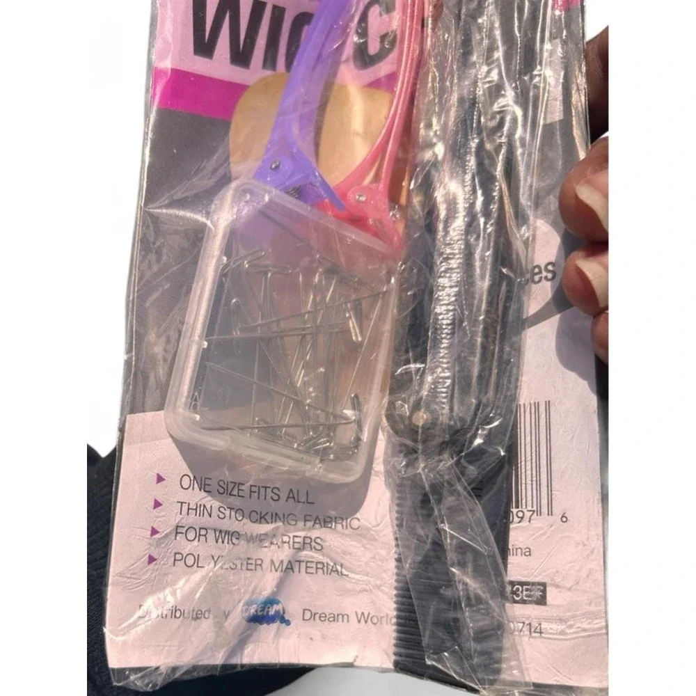 Deluxe Wig Cap Kit 2 Pack Nylon Stocking Caps Hair Clips Pins Comb Beige New